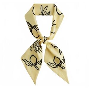 Madewell 100% Silk Lemon Print Butter Yellow Scarf